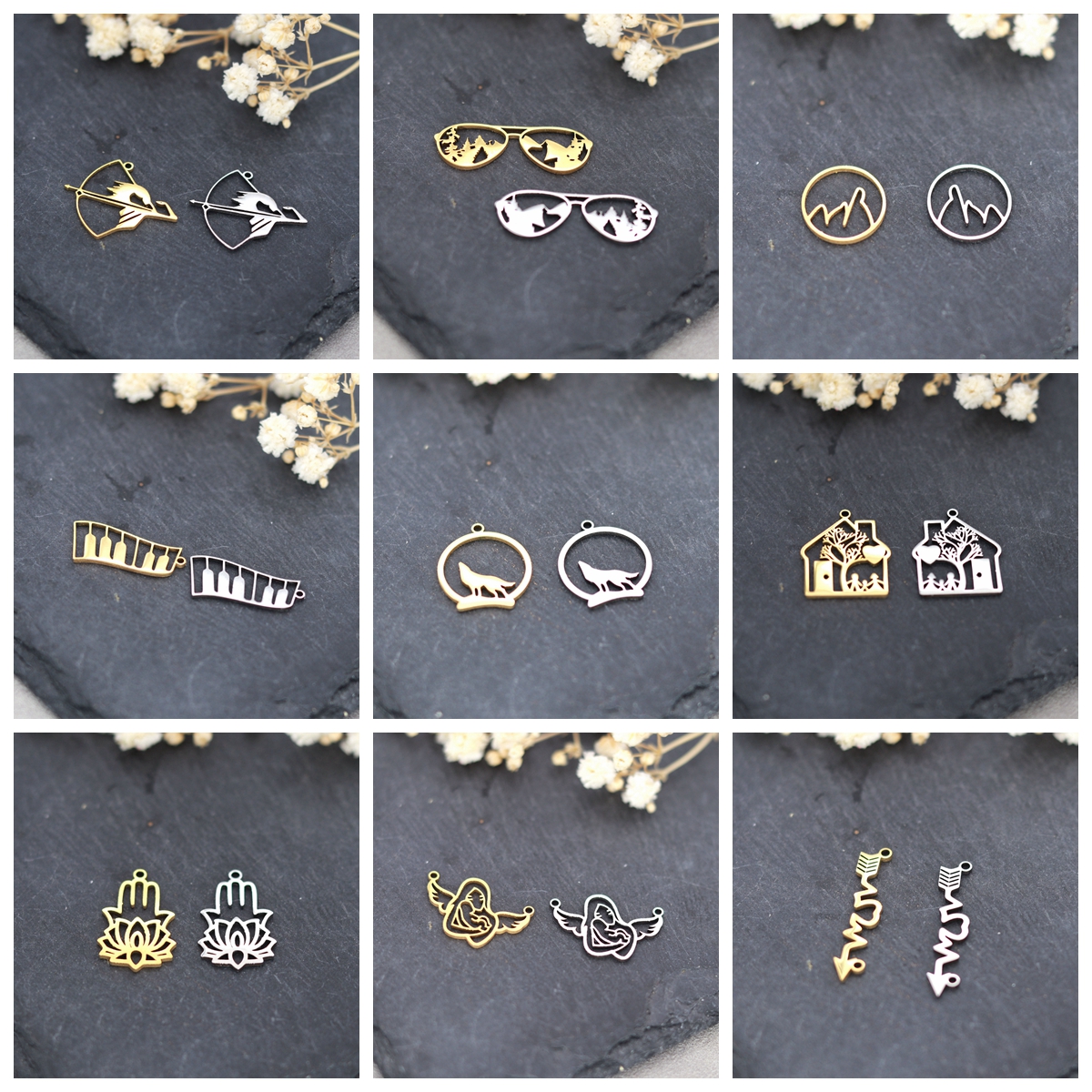 Jewelry Making Glasses - 3pcs Glasses Charms DIY Earring Necklace