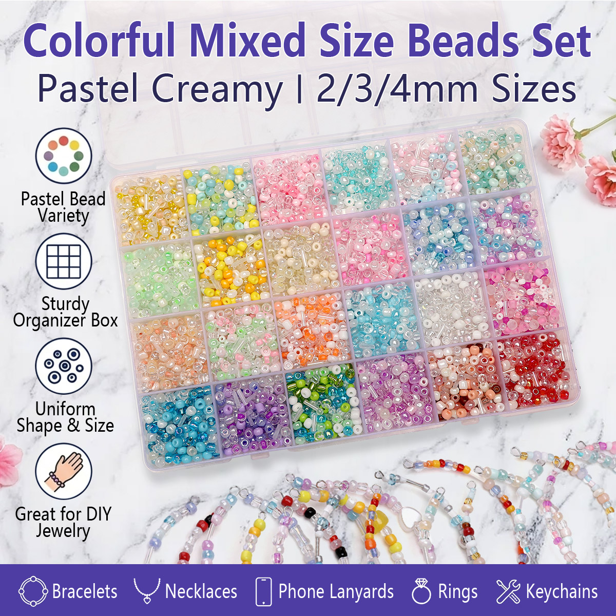 24 Grid Mixed Size Glass Seed  - Jewelry Making Tutorials のレビューと価格