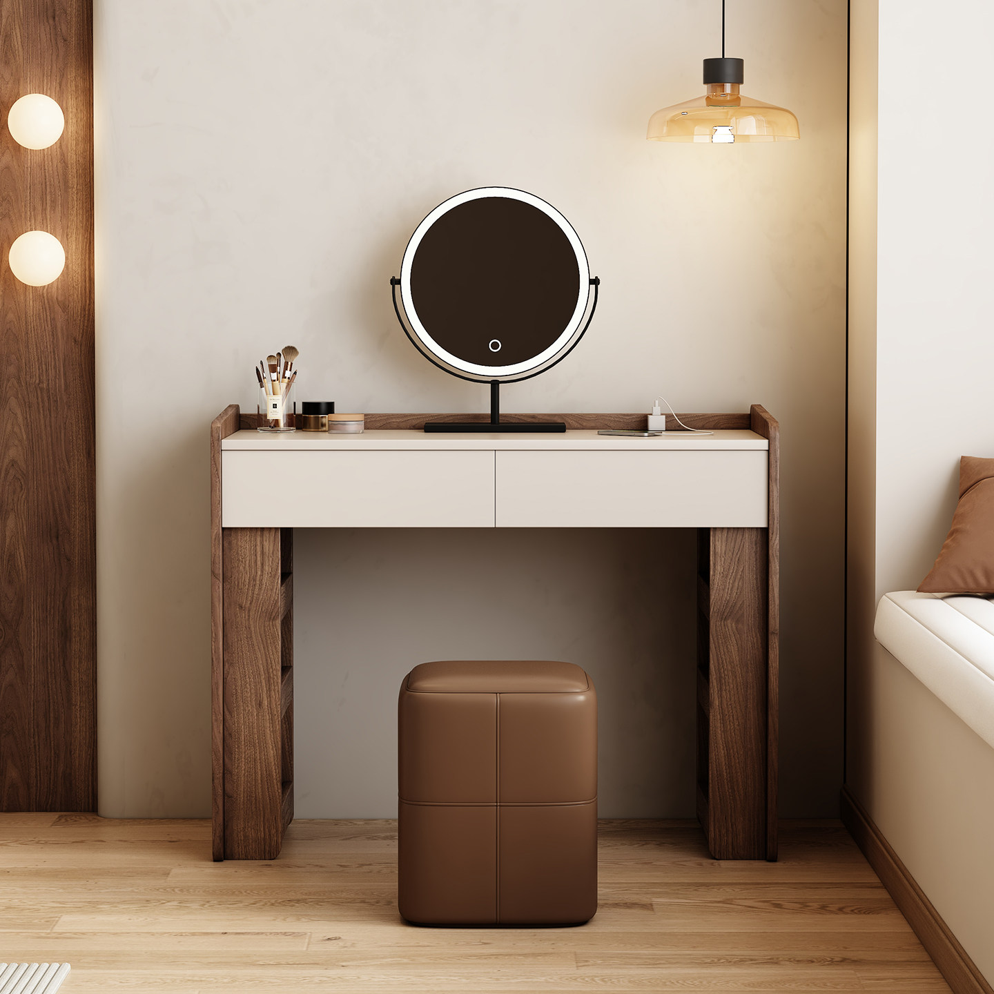 Walnut Fabric Dressing Table J - Jewelry Making Table のレビューと価格