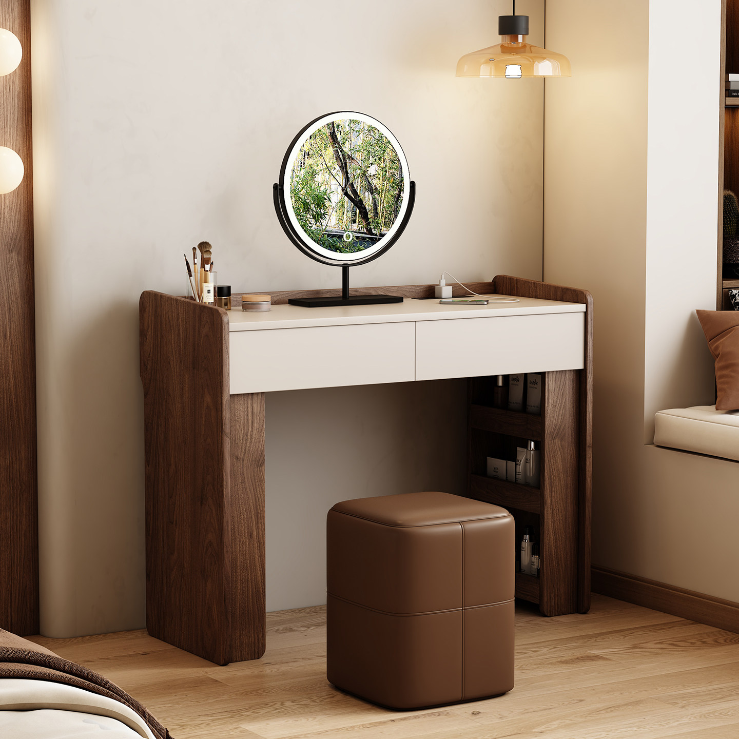 Walnut Fabric Dressing Table J - Jewelry Making Table のレビューと価格
