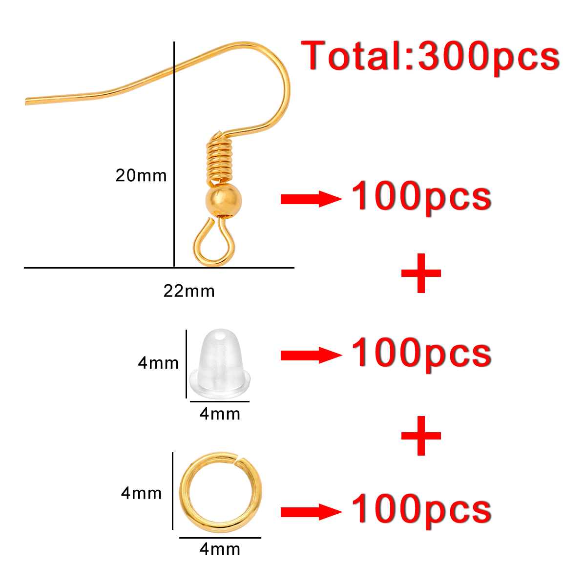100-300pcs/Lot Hypoallergenic  - Jump Ring Assorted のレビューと価格