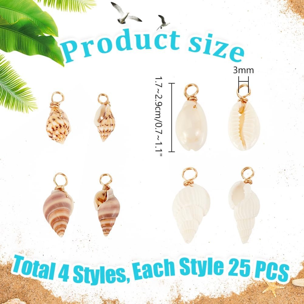 100pcs 4 Styles Natural Shell  - Jewelry Making Tutorials のレビューと価格