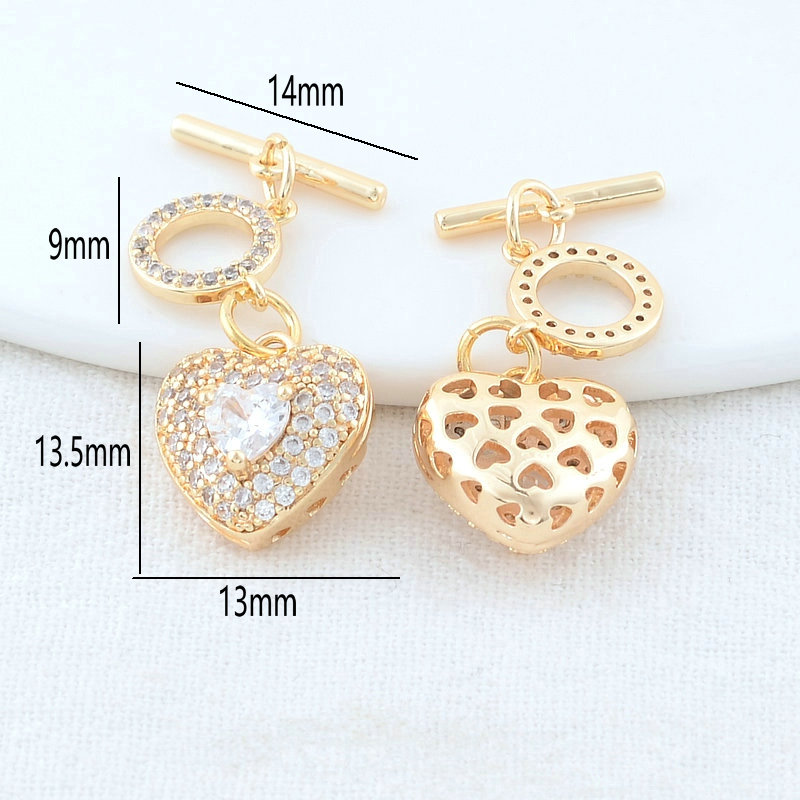 13MM 14K Gold Color Plated Hea - Toggle Clasp Gold のレビューと価格