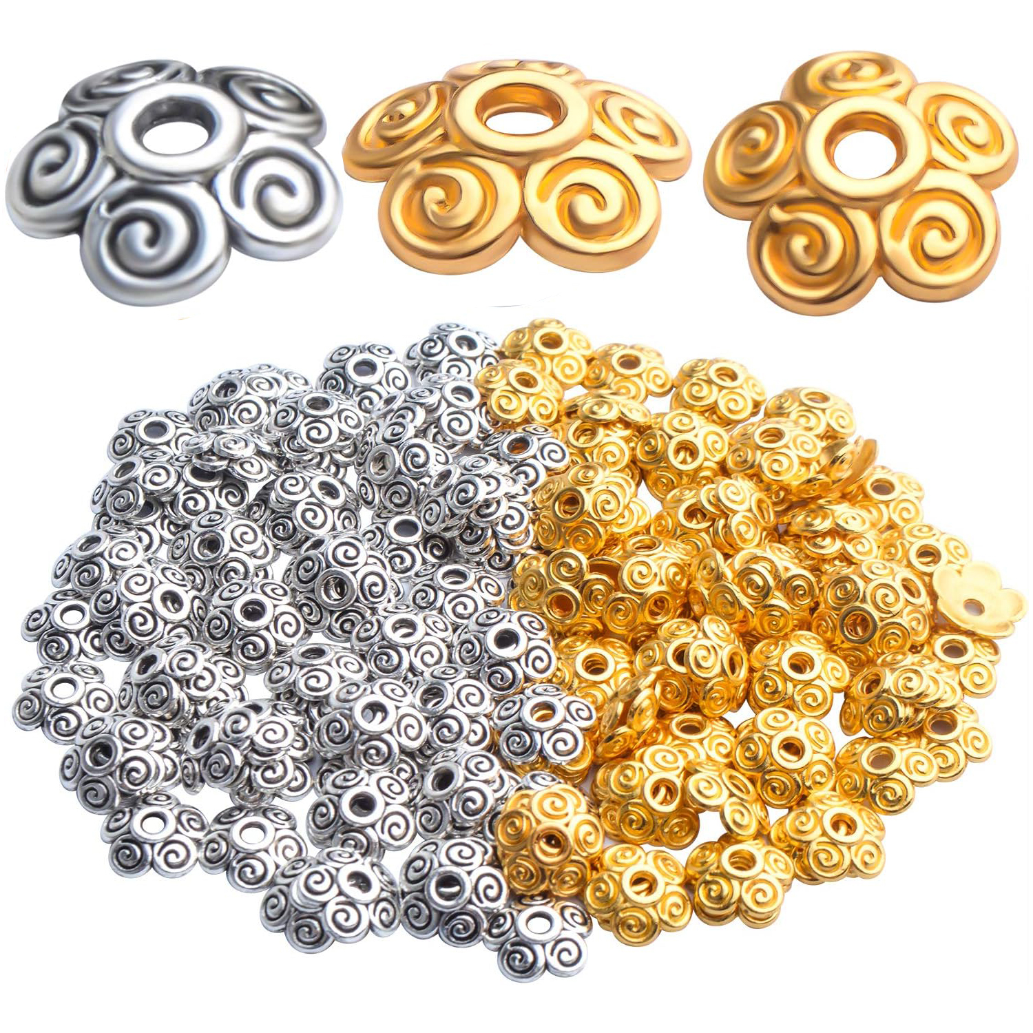 Flower Bead Caps,200pcs Tibeta - Jewelry Making Bali のレビューと価格