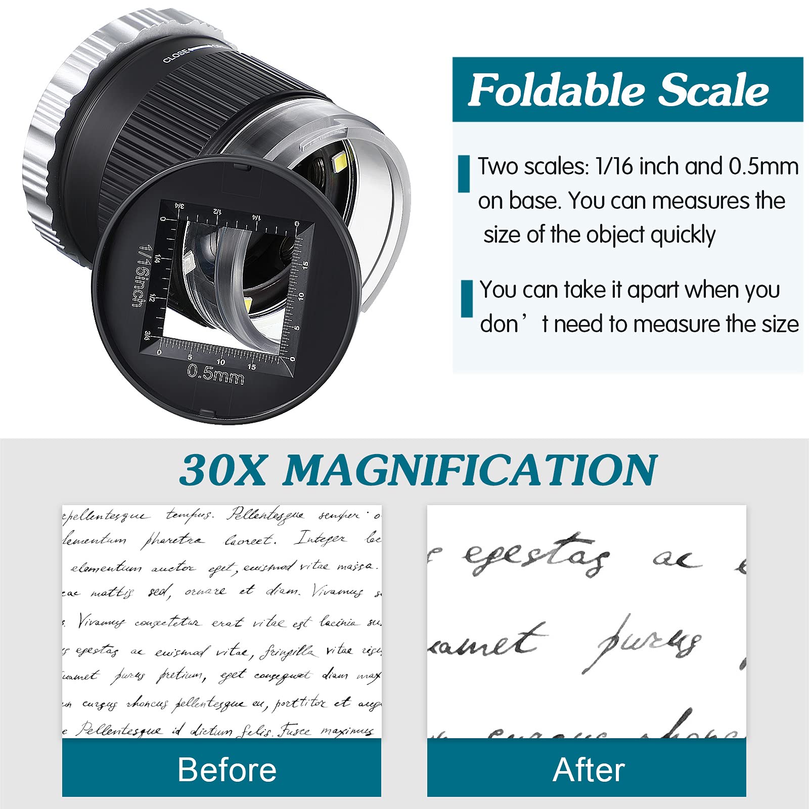 30X Pocket Magnifier with Scal - Jewelry Making Glasses のレビューと価格